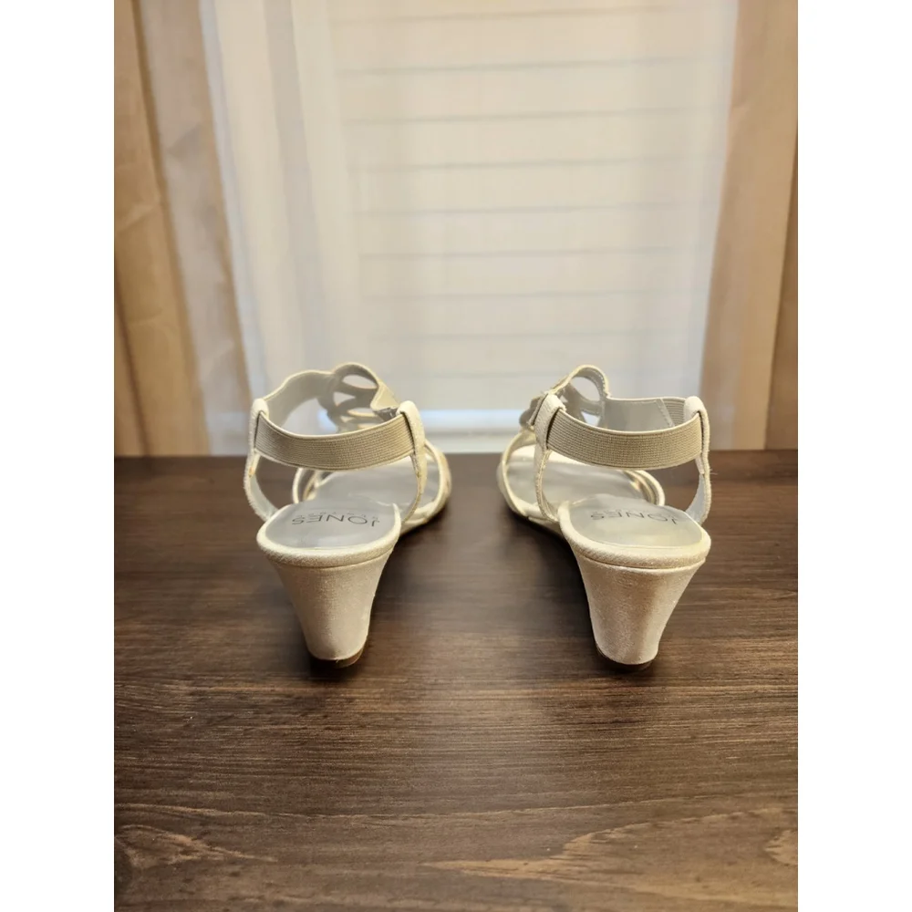 Jones New York Denise Embellished Rhinestones Wedge Sandals 9.5 M Gray Silver